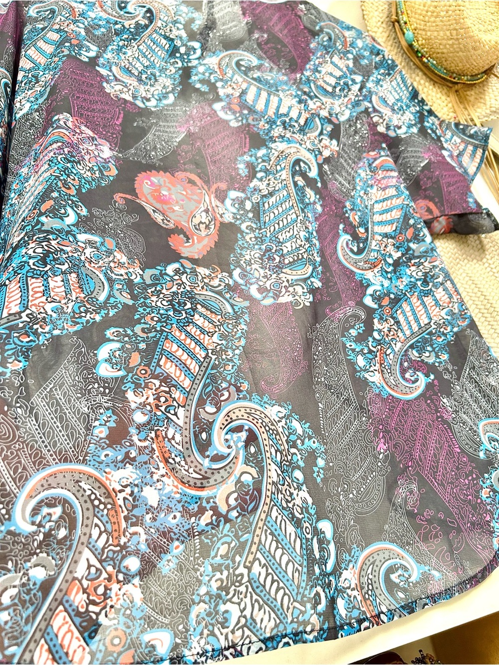 Boho Paisley Open-Front Kimono cover up Gypsy southwestern vibe - Picture 9 of 9